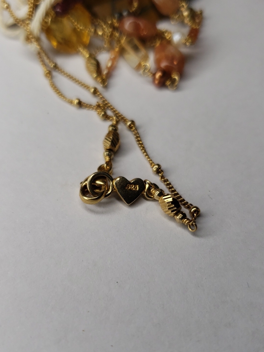 Chan Luu 925 Gold Necklace with Brown Tiger Eye Wing and Cream Pearl Charms - Picture 6 of 6